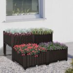 4 Piece Raised Garden Bed with Legs, Planter Box Raised Bed to Grow Flowers, Herbs & Vegetables, Brown - Image 2
