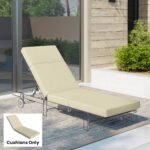 Chaise Lounge Cushion, 4" Thick Outdoor Lounge Chair Cushions with Ties for Patio, 26" x 80 ", Cream White - Image 2