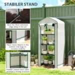 Mini Greenhouse with Screen Roof, 4 Tier Portable Small Greenhouse with High Strength PE Cover, White - Image 8