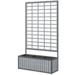 Wooden Raised Garden Bed with Trellis, Removable Pots, for Backyard, Patio, Balcony, 29" x 11" x 52", Gray