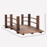 Fir Wood Garden Bridge Arc Walkway with Side Railings for Backyards, Gardens, and Streams, Stained Wood, 60" x 26.5" x 19" - Image 3