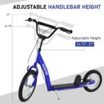 Youth Scooter Kick Scooter for Kids 5+ with Adjustable Handlebar 16" Front and 12" Rear Dual Brakes Inflatable Wheels - Image 5