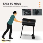 30" Portable Charcoal Barbecue Grill with Wheels Outdoor Barbecue with Adjustable Charcoal Rack, Storage Shelf, for Garden Camping Picnic - Image 7