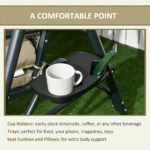 3-Seat Patio Swing Chair, Outdoor Canopy Swing Glider with Removable Cushion, Pillows, Adjustable Shade, and Rattan Seat, for Porch, Garden, Poolside, Backyard - Image 7