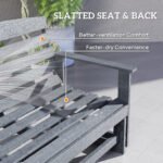 Patio Glider Bench w/ HDPE Slatted Double Rocking Chair, Distressed Gray - Image 7