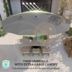 Garden Parasol 14.4ft Double-Sided Sun Umbrella with Base, Patio Parasol with LED Solar Lights - Image 7