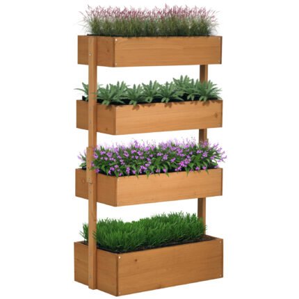 Vertical 4 Tier Raised Garden Bed with Wooden Planter Box