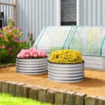Set of 2 Raised Garden Bed, Metal Planter Box with Safety Edging, Easy-to-assemble Stock Tank 3'x3'x1.4' Silver - Image 2