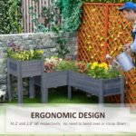Raised Garden Bed Set of 3, Elevated Wood Planter Box with Legs and Bed Liner for Backyard and Patio to Grow Vegetables, Herbs, Gray - Image 5
