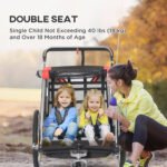 2-in-1 Walk/Ride Child Baby Bike Trailer for Kids 2 Seater, High-Visibility Bike Stroller for Toddler Wagon, Weather-Strong Double Bicycle Trailer Accessory, Red - Image 5