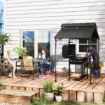8 x 5ft Hardtop Grill Gazebo with Double Metal Roof, 2 Side Shelves and 10 Hooks for Patio Backyard Lawn Deck - Image 7