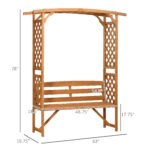 Patio Garden Bench, Wooden Bench, Outdoor Bench for Vines/Climbing Plants, Brown - Image 3