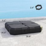 Square Patio Umbrella Base, Cantilever Offset Umbrella Base Heavy Duty Outdoor Umbrella Stand Base, Filled Up to 143lbs with Stand or 130lbs with Water for Garden Poolside - Image 3