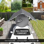 9.6' x 19.5' Carport Heavy Duty Galvanized Car Canopy w/ Included Anchor Kit, 3 Reinforced Steel Cables, Gray - Image 4