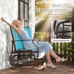 2 Seater Glider for Outside Outdoor Glider Seat with Breathable Mesh Fabric Armrests for Backyard Garden Porch Blue - Image 4