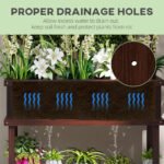 Elevated Wood Planter with Trellis for Climbing Plants, Raised Garden Bed with Legs and Drainage Holes, Carbonized - Image 6