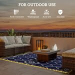 Reversible Outdoor Rug Carpet with LED Lights, 10' x 8' PP Straw Rug with Carry Bag and Ground Stakes - Image 6