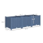 Plastic Raised Garden Bed, 4 x 1 x 1 ft Outdoor Flower Box with Drainage Holes for Vegetables, Herbs, Blue - Image 3