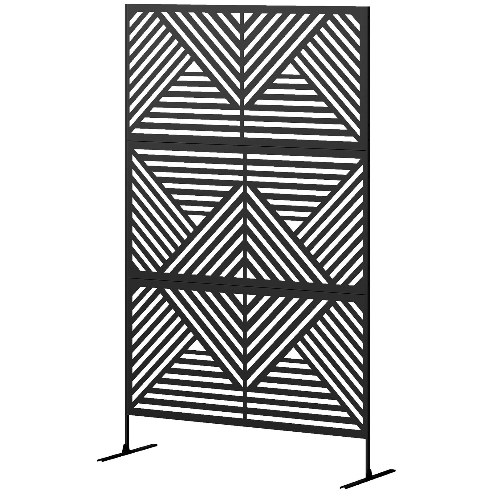 XRJa8719490ad9296.jpg Decorative Privacy Fence Screen, Metal Outdoor Privacy Screen Climbing Plant Trellis with Stand, Rhombus Black - Image 1