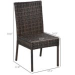4 PE Rattan Outdoor Dining Chairs with Cushions, Patio Wicker Dining Chairs with Backrest, Brown - Image 3