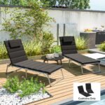 Foldable Chaise Lounge Cushion Set of 2, Outdoor Lounge Chair Cushion Set, UPF50+ 230gsm Olefin, 80" x 26" Black - Image 2