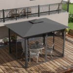 10' x 12' Outdoor Gazebo with Nettings, 2 Tier Patio Gazebo Canopy for Garden, Backyard, Deck - Image 8