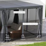 12' x 19' Aluminum Pergola with Adjustable Louvered, Outdoor Pergola with Curtains and Netting - Image 5