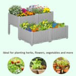 4-Piece Raised Garden Bed with Legs, Self-Watering Planter Box Raised Bed to Grow Flowers, Herbs & Vegetables, Gray - Image 7