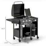 3 Burner Propane Gas Grill with Side Burner Barbecue Grill with Shelves, 9.5 KW Output, 310 Sq. in. Cooking Area - Image 3
