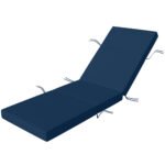 Chaise Lounge Cushion, 4" Thick Outdoor Lounge Chair Cushions with Ties for Patio, 26" x 80 ", Navy Blue
