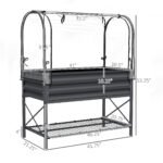 Raised Garden Bed with Legs and Cover, Metal Elevated Planter Box with Bottom Shelf and Liner for Vegetables, Dark Gray - Image 3