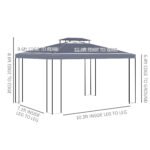 10' x 13' Patio Gazebo, Double Roof Outdoor Gazebo Canopy Shelter with Screen Decorate Corner Frame, for Garden, Lawn, Backyard and Deck, Gray - Image 3