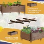 Wooden Garden Box, 34.25H with 8 Pockets and Lockable Wheels, Foldable Side Clapboard, Elevated and Self-Draining Design, to Grow Herbs, Vegetables, and Flowers, Brown - Image 4