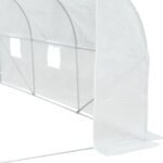 11.5' x 10' x 6.5' Outdoor Walk-in Greenhouse, Tunnel Green House with Roll-up Windows, Zippered Door, PE Cover, Heavy Duty Steel Frame, White - Image 8