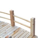 5 ft Wooden Garden Bridge Arc Footbridge with Railings for your Backyard, Natural Wood - Image 8
