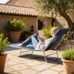 Folding Chaise Lounge Chair, Pool Sun Tanning Chair, Outdoor Lounge Chair with Reclining Back, Breathable Mesh Seat, Headrest for Beach, Yard, Patio, Dark Blue - Image 8