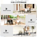Outdoor Glider with Ottoman, Patio Glider Chair Set with High Back, Wide Seat for Porch, Garden, Backyard, Tan - Image 7