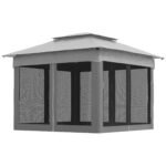 11x11 Canopy Gazebo, Portable Outdoor Patio Shelter with Zipper Mesh Privacy Netting, Carry Bag Included, for Family Use