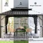 10' x 14' Hardtop Gazebo with Double Galvanized Steel Roof Canopy, Aluminum Frame Permanent Gazebo, Brown - Image 4