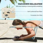Tanning Chair with Face Hole, 5-Level Adjustable Outdoor Chaise Lounge Chair with Pillow for Beach, Pool, Beige - Image 5