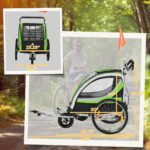 2-in-1 Walk/Ride Child Baby Bike Trailer for Kids 2 Seater, High-Visibility Bike Stroller for Toddler Wagon, Weather-Strong Double Bicycle Trailer Accessory, Green - Image 3