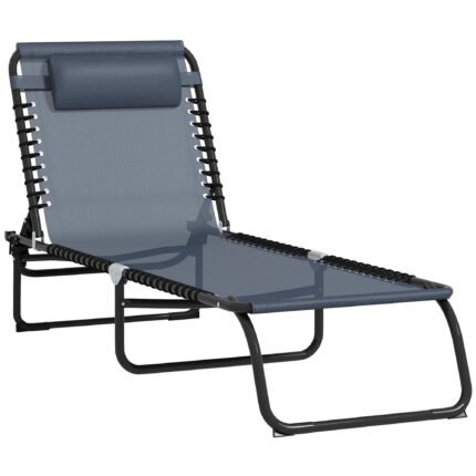Folding Chaise Lounge Pool Chair with 4-Position Reclining Back