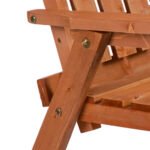 Patio Bench, Garden Bench with Middle Table and Umbrella Hole, Wooden Outdoor Bench for Patio, Porch, Poolside, Balcony, Orange - Image 8