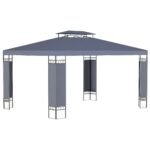 10' x 13' Patio Gazebo, Double Roof Outdoor Gazebo Canopy Shelter with Screen Decorate Corner Frame, for Garden, Lawn, Backyard and Deck, Gray