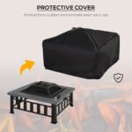 34" Outdoor Fire Pit Square Steel Wood Burning Firepit Bowl with Spark Screen, Waterproof Cover, Log Grate, Poker for Backyard, Camping, BBQ, Bonfire - Image 7