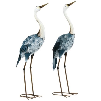 Crane Garden Statues with 28.5" & 29" Standing Bird Sculptures