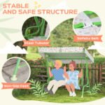 Kids Patio Swing Chair with Adjustable Canopy, Safety Belt for Patio, Garden, Poolside, Balcony, Green - Image 4