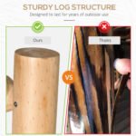 2-Person Wood Rocking Chair with Log Design, Heavy Duty Loveseat with Wide Curved Seats for Patio, Backyard, Garden, Natural - Image 7