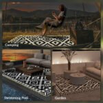 Outdoor Rug Carpet Reversible Plastic Straw Rug with LED Lights Black and White 12' x 9' for Patio - Image 8