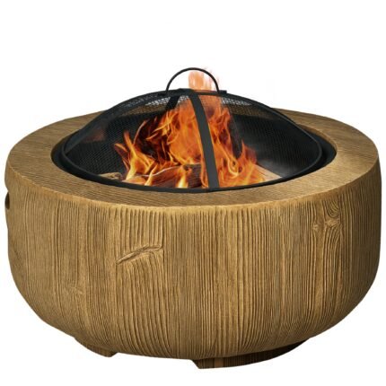 Outdoor Fire Pit with 24 Inch Metal Wood Burning Fireplace